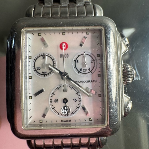 Michelle Silver Square Face Watch. Gently Used. Will fit a wrist size 7 /7.5. - Picture 8 of 9